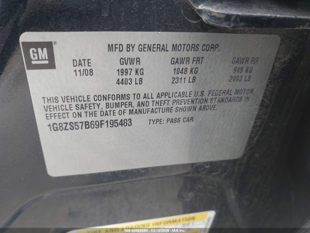 2009 SATURN AURA 1G8ZS57B69F195483 Photo 8