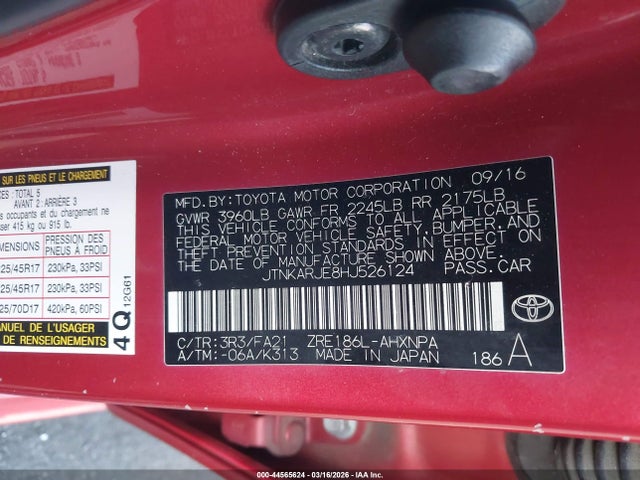 JTNKARJE8HJ526124 Toyota COROLLA IM