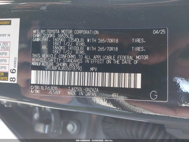 Toyota Land Cruiser 2025 JTEABFAJ8S5018790 Image 9