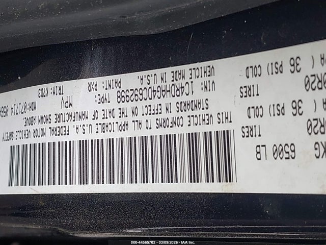 Продажа на аукционе авто 2013 Dodge Durango Sxt, vin: 1C4RDHAG4DC692998, номер лота: 44565702