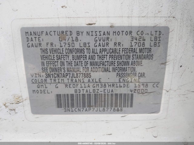 Nissan Versa 1.6 Sv 2018 3N1CN7AP7JL877885 Image 9