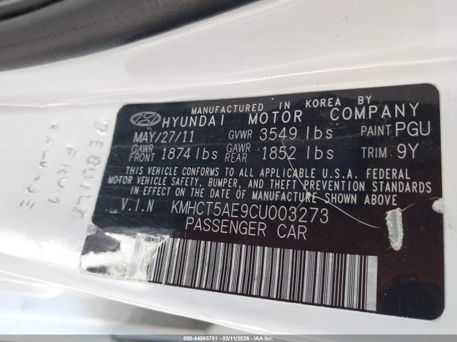 Продажа на аукционе авто 2012 Hyundai Accent Gs, vin: KMHCT5AE9CU003273, номер лота: 44565781