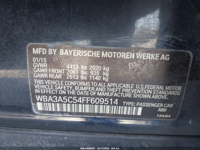 Aukcja sprzedaży 2015 Bmw 328i, vin: WBA3A5C54FF609514, numer aukcji: 44565857