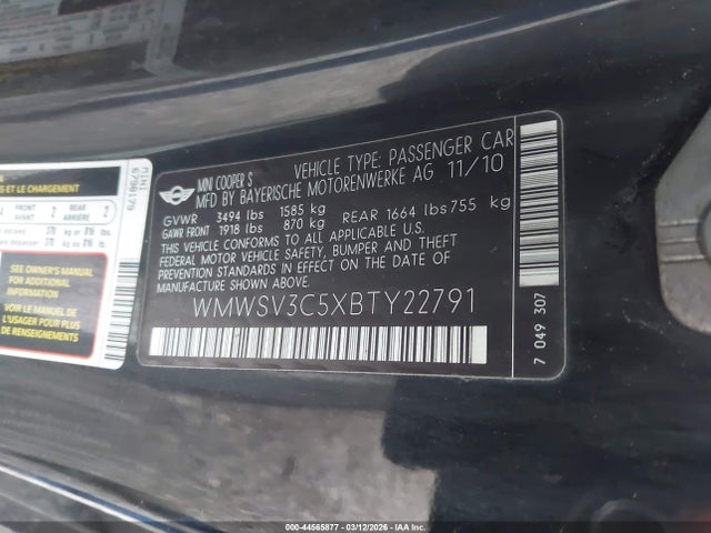2011 MINI COOPER S WMWSV3C5XBTY22791 Photo 8