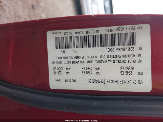 44565898 :رقم المزاد ، 2D4FV48V95H130061 vin ، 2005 Dodge Magnum Se مزاد بيع