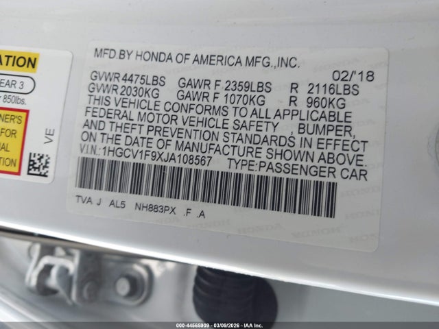 1HGCV1F9XJA108567 Honda Accord Touring