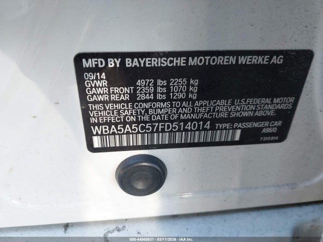 BMW 528I 2015 WBA5A5C57FD514014 Image 9