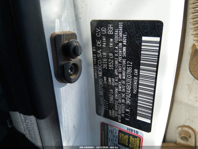 2018 Kia Rio Lx მანქანა იყიდება აუქციონზე, vin: 3KPA24AB3JE078612, აუქციონის ნომერი: 44565951