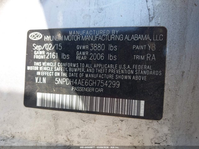 Hyundai ELANTRA SE 2016 5NPDH4AE6GH754299 Image 9