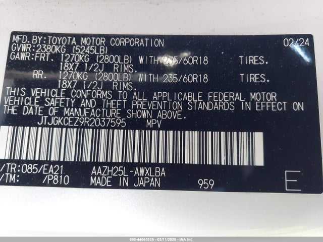 JTJGKCEZ9R2037595 Lexus Nx 350h Premium