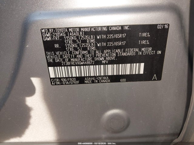 Toyota RAV4 LE 2016 2T3BFREVXGW448672 Image 9
