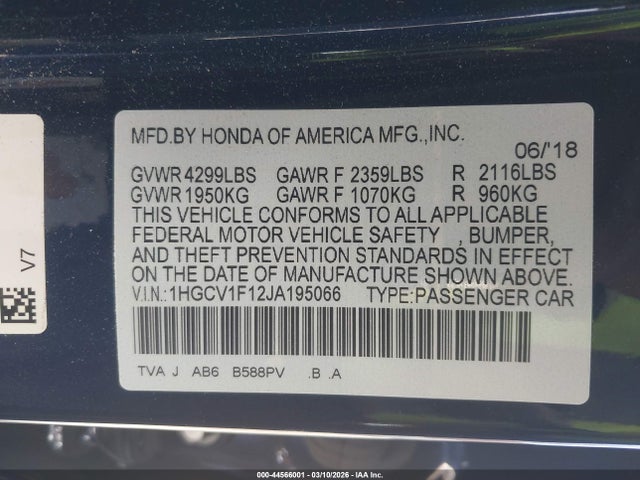1HGCV1F12JA195066 Honda ACCORD LX
