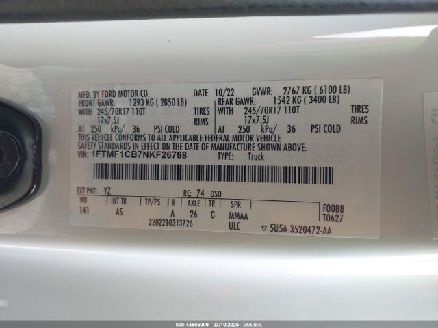 Ford F-150 Xl 2022 1FTMF1CB7NKF26768 Image 9