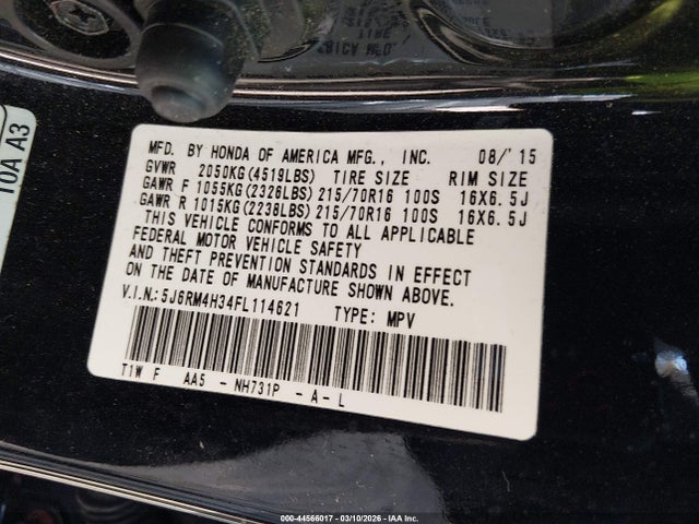 Honda CR-V LX 2015 5J6RM4H34FL114621 Image 9