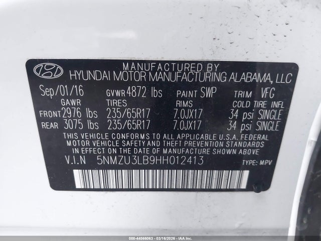 2017 HYUNDAI SANTA FE SPORT 5NMZU3LB9HH012413 Photo 8