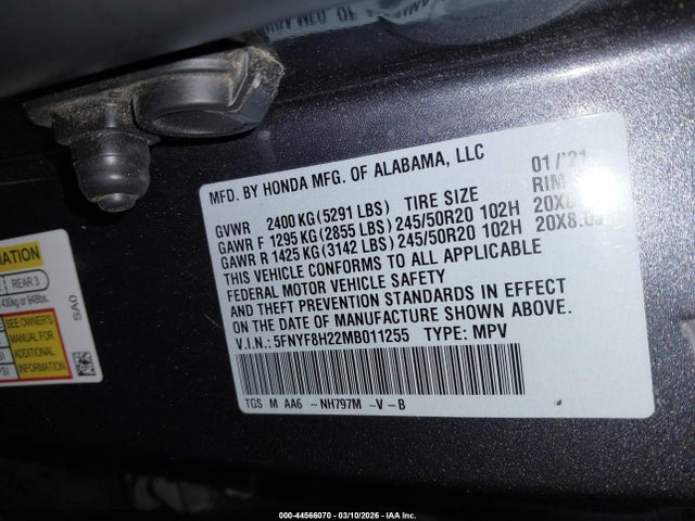 2021 HONDA PASSPORT 5FNYF8H22MB011255 Photo 8