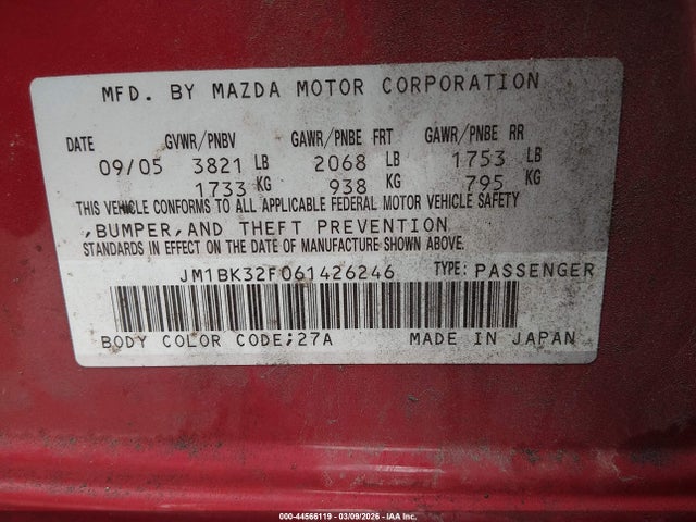 2006 MAZDA MAZDA3 JM1BK32F061426246 Photo 8