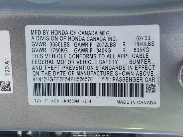 Honda Civic Sport 2023 2HGFE2F54PH526570 Image 9