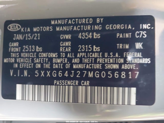 5XXG64J27MG056817 KIA K5 Gt-line
