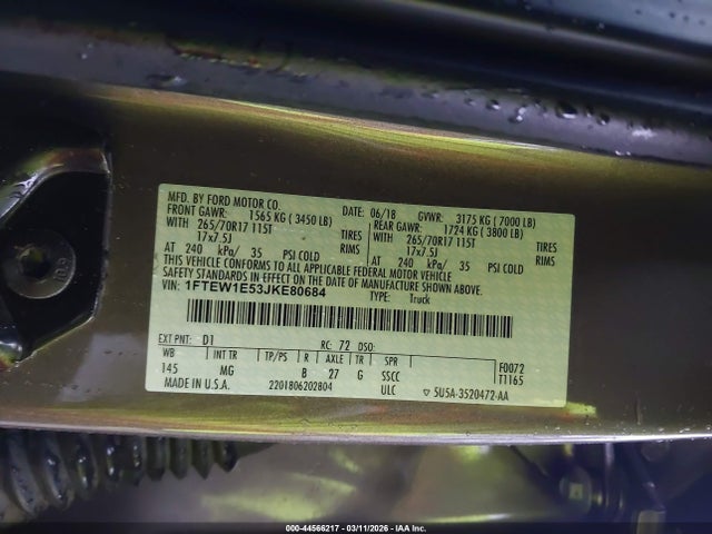 Ford F-150 Xlt 2018 1FTEW1E53JKE80684 Image 9