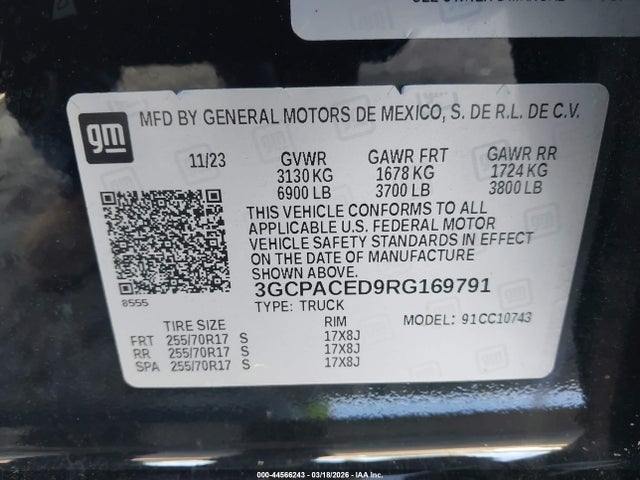 Aukcja sprzedaży 2024 Chevrolet Silverado 1500 2wd  Standard Bed Lt, vin: 3GCPACED9RG169791, numer aukcji: 44566243