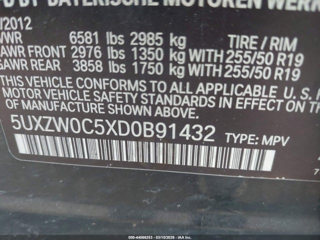 Aukcja sprzedaży 2013 Bmw X5 Xdrive35d, vin: 5UXZW0C5XD0B91432, numer aukcji: 44566253
