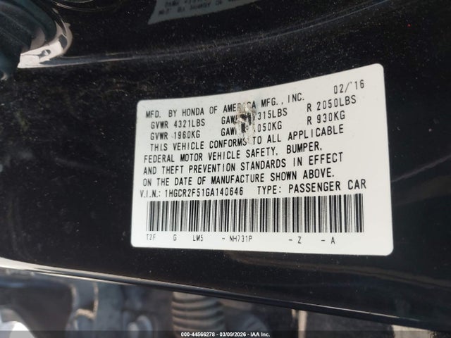 1HGCR2F51GA140646 Honda Accord Sport