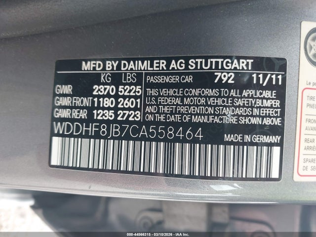 Продаж на аукціоні авто 2012 Mercedes-benz E 350 4matic, vin: WDDHF8JB7CA558464, номер лоту: 44566315
