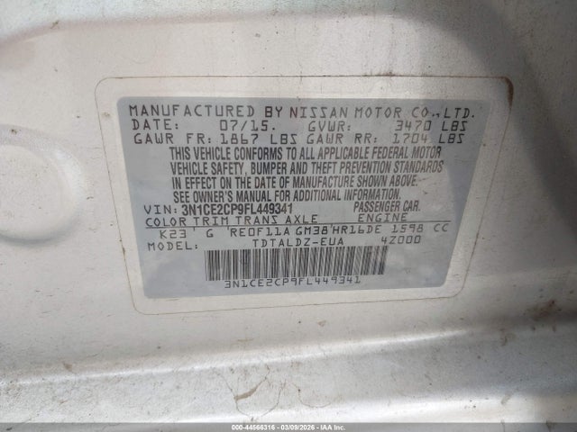 Nissan Versa Note Sv 2015 3N1CE2CP9FL449341 Image 9