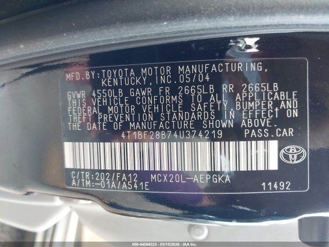 Auction sale of the 2004 Toyota Avalon Xls, vin: 4T1BF28B74U374219, lot number: 44566323