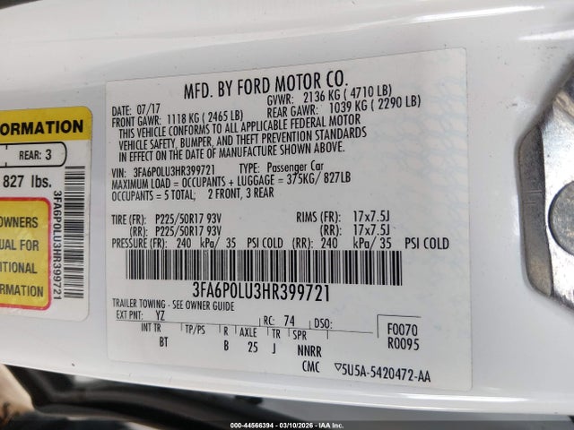 Ford Fusion Hybrid Se 2017 3FA6P0LU3HR399721 Image 9