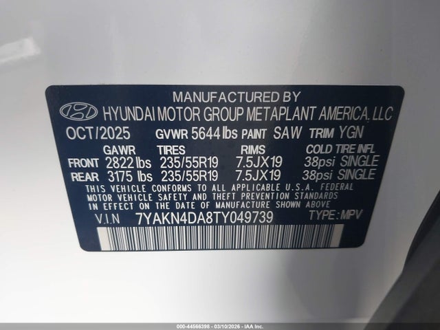 7YAKN4DA8TY049739 Hyundai Ioniq 5 Sel