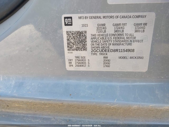 Продаж на аукціоні авто 2024 Chevrolet Silverado 1500 4wd  Short Bed Rst, vin: 2GCUDEED8R1154908, номер лоту: 44566407