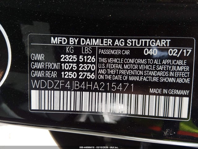 Продажа на аукционе авто 2017 Mercedes-benz E 300, vin: WDDZF4JB4HA215471, номер лота: 44566418