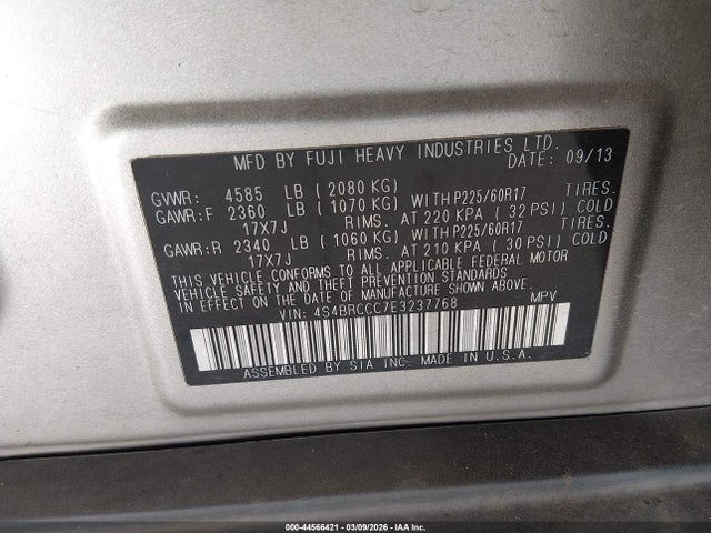 Subaru Outback 2.5i Premium 2014 4S4BRCCC7E3237768 Image 9