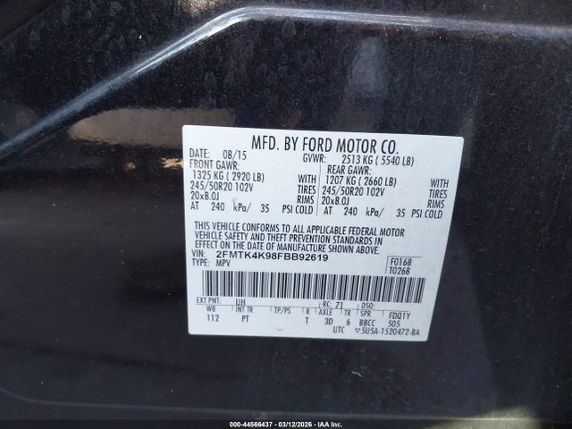Ford Edge Titanium 2015 2FMTK4K98FBB92619 Image 9