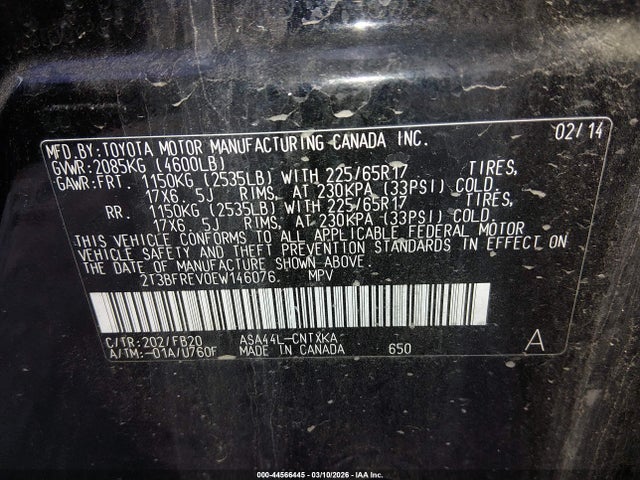 Toyota RAV4 LE 2014 2T3BFREV0EW146076 Image 9
