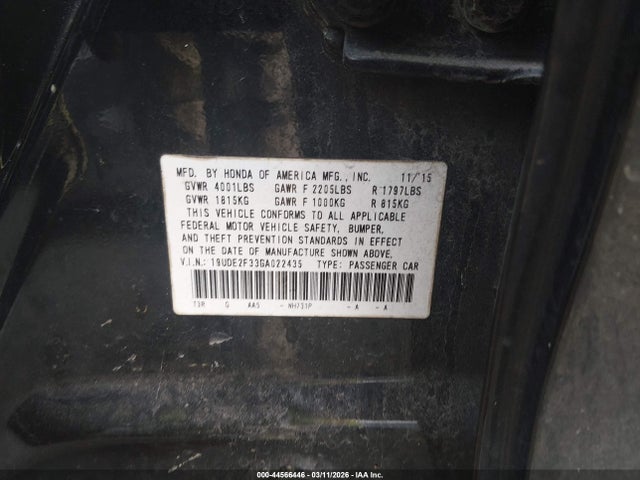 44566446 :رقم المزاد ، 19UDE2F33GA022435 vin ، 2016 Acura Ilx 2.4l/acurawatch Plus Package مزاد بيع