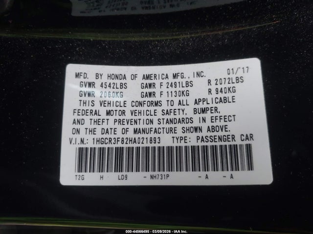 1HGCR3F82HA021893 Honda Accord Ex-l V6