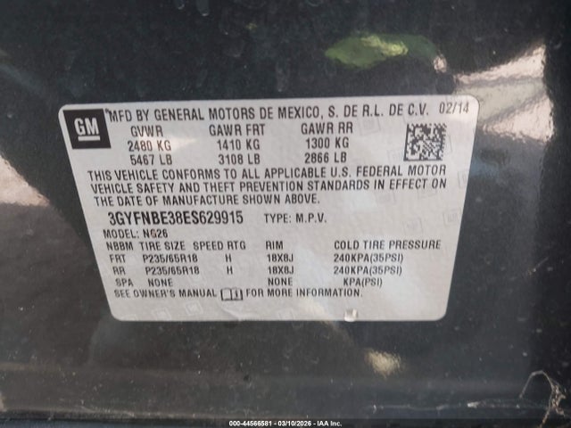 2014 CADILLAC SRX 3GYFNBE38ES629915 Photo 8