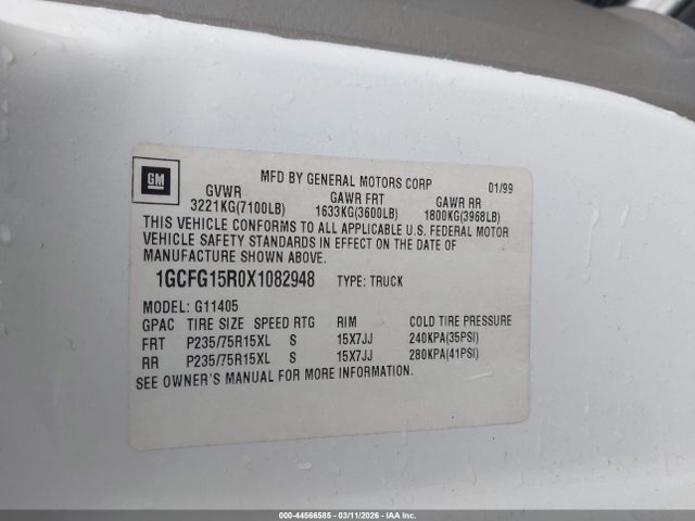 1999 CHEVROLET EXPRESS 1GCFG15R0X1082948 Photo 8