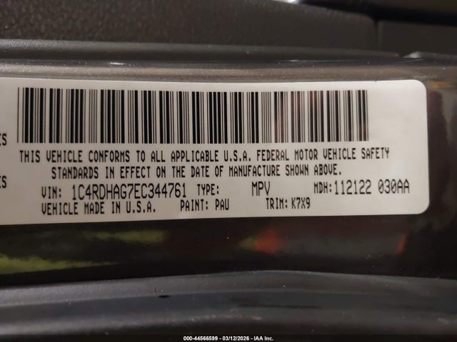 Aukcja sprzedaży 2014 Dodge Durango Sxt, vin: 1C4RDHAG7EC344761, numer aukcji: 44566599