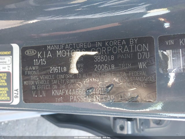 KNAFX4A66G5549115 KIA FORTE LX