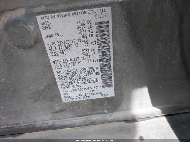 Nissan ROGUE SV 2015 5N1AT2MV3FC841777 Image 9