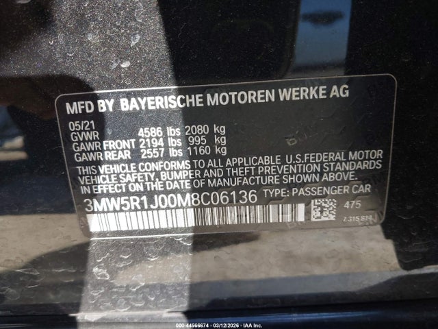 3MW5R1J00M8C06136 BMW 330I