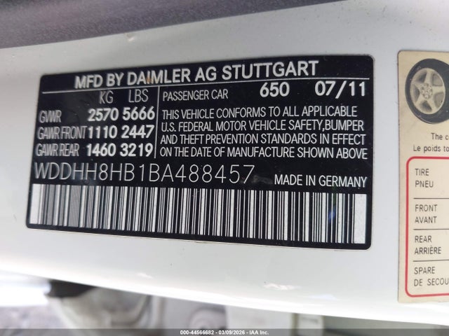 Продаж на аукціоні авто 2011 Mercedes-benz E 350 4matic, vin: WDDHH8HB1BA488457, номер лоту: 44566682