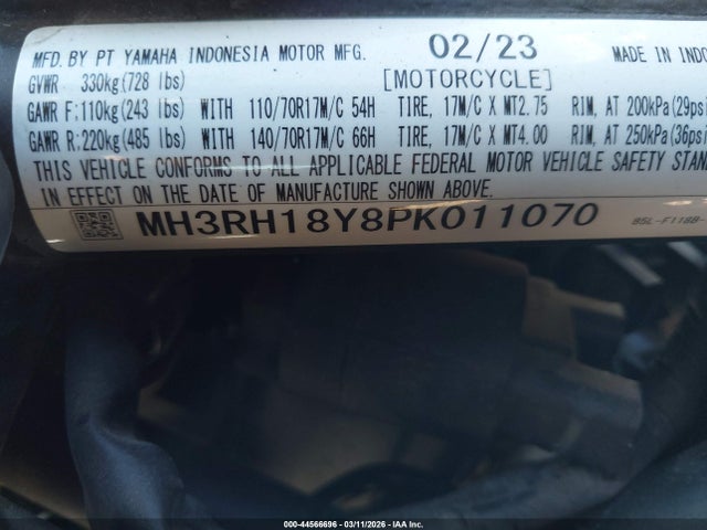 2023 YAMAHA YZFR3 MH3RH18Y8PK011070 Photo 9