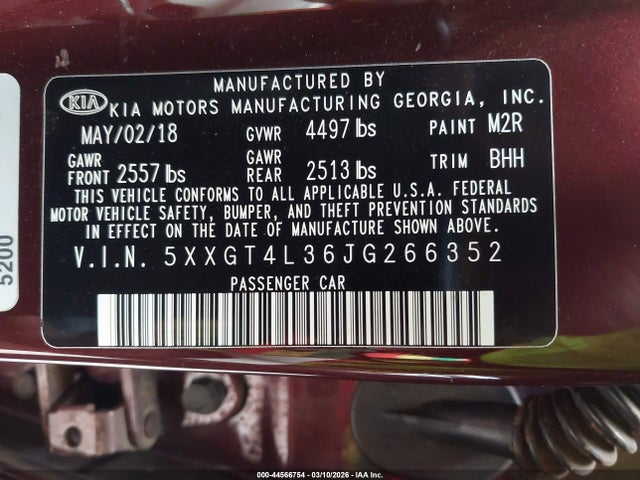 5XXGT4L36JG266352 KIA Optima Lx