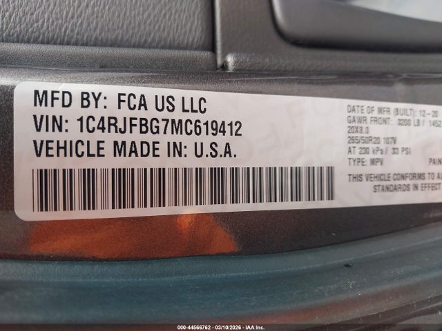 2021 JEEP GRAND CHEROKEE 1C4RJFBG7MC619412 Photo 8