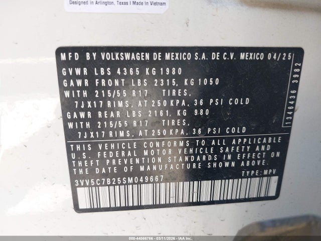 3VV5C7B25SM049667 Volkswagen Taos 1.5t S